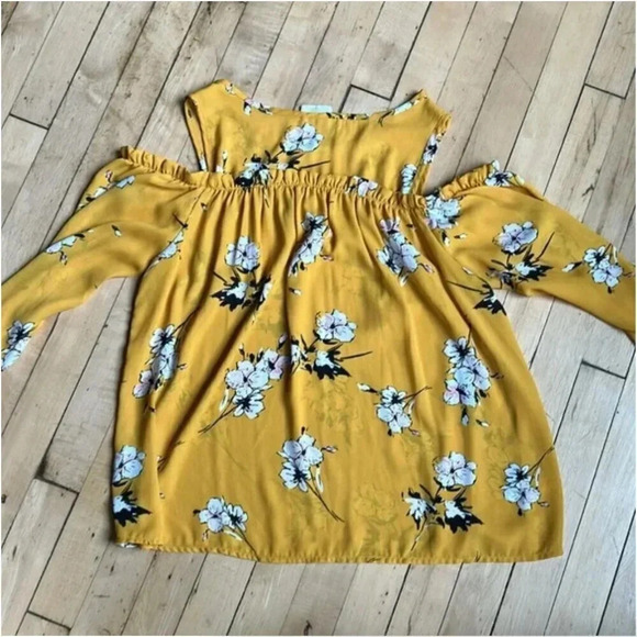 Sienna Sky Yellow Blouse with Flowers | Off the Shoulder Blouse | Floral | - Picture 1 of 8